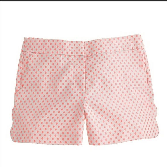 J crew bright pink polka dot scallop pocket short